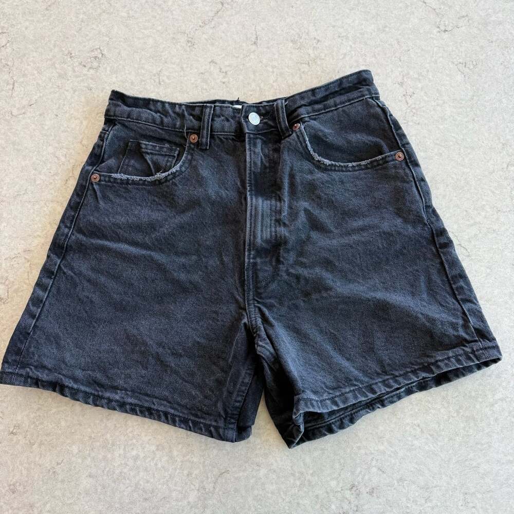 Zara Black Denim High Rise Shorts Size EUR 38 USA 6